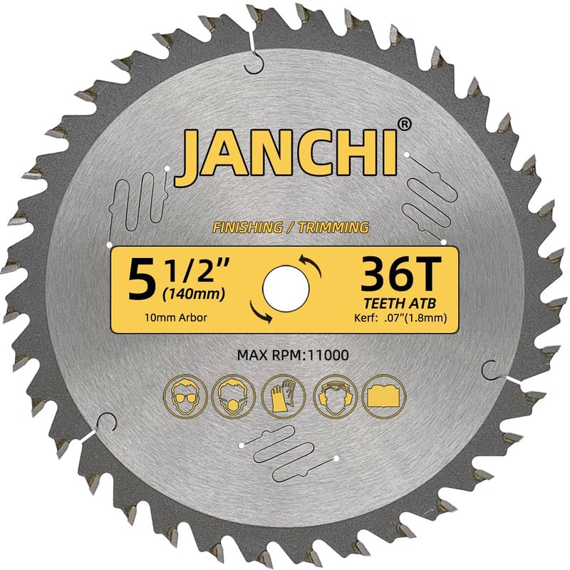 Jianchi 3Pack Combo 5-1/2 Inch 24T&36T&48T Woodworking Saw Blades 10mm Arbor, Thin Kerf ATB Carbide Teeth, Compatible with Corded/Cordless Dewalt, Milwaukee M12, Ryobi, Craftsman CMCS505 And Similar Trim Saws - Image 3